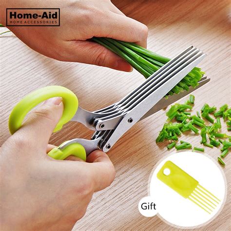 Multi Functional Stainless Steel Kitchen Knives 5 Layers Scissors Sushi