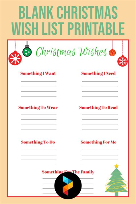 5 Best Blank Christmas Wish List Printable - printablee.com
