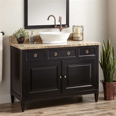 Black bathroom vanities with white marble countertop is perfect for every bathroom is no exception, black vanities can make this important room into a charming preserve. 48" Hawkins Mahogany Vessel Sink Vanity - Black - Bathroom ...