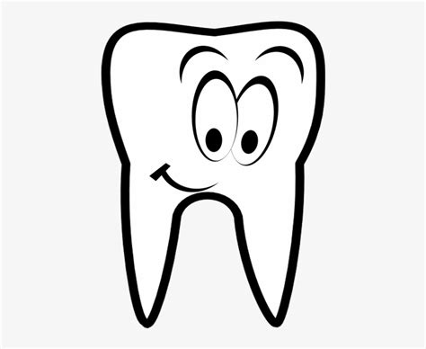 Smiling Tooth Smiling Tooth Clip Art Black And White 479x635 Png