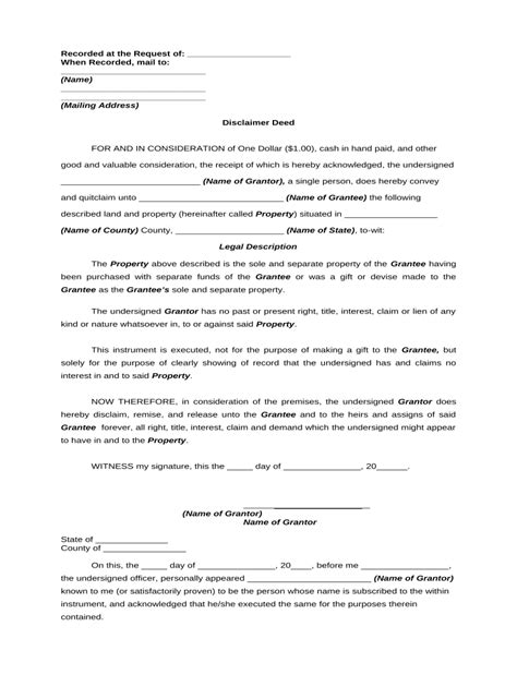 Disclaimer Deed Form Fill Out And Sign Printable Pdf Template