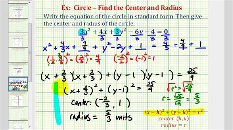The general form of the equation of a circle is x2 given a circle in the general form you can complete the square to change it into the standard form. Ex 4: Write General Equation of a Circle in Standard Form ...