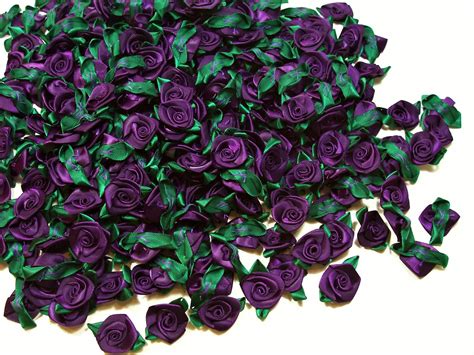 purple roses purple flower appliques offray flat ribbon rose etsy rose en ruban fleur