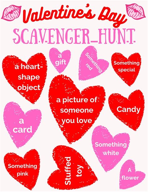 Valentines Day Scavenger Hunt For Kids Free Printable
