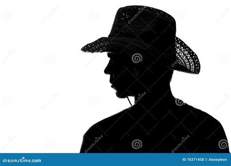 Hombre Joven En Un Sombrero De Paja Silueta Foto De Archivo Imagen De Lucha Silueta 76371458