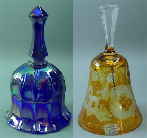 Fenton Iridescent Carnival Glass And Bohemia Glass Bells