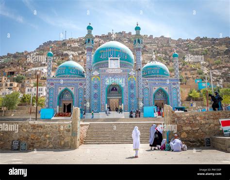Muslim Girl And Women At Mosque In Kabul Afghanistan City Scape Skyline
