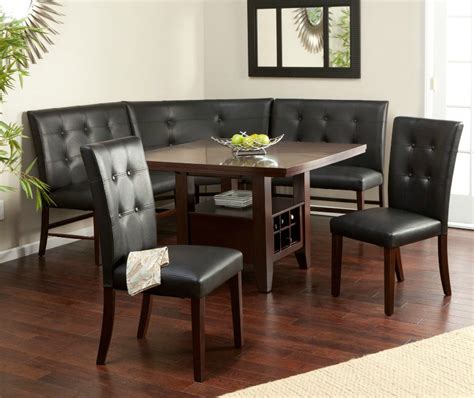 1hay Chocolate Cushioned Breakfast Nook With Square Dining Table 