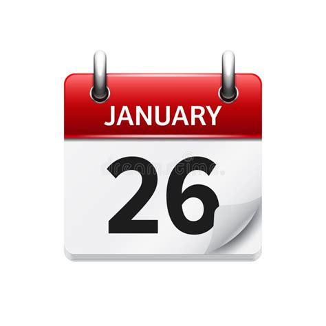 January 26 Vector Flat Daily Calendar Icon Date And Time Day Month