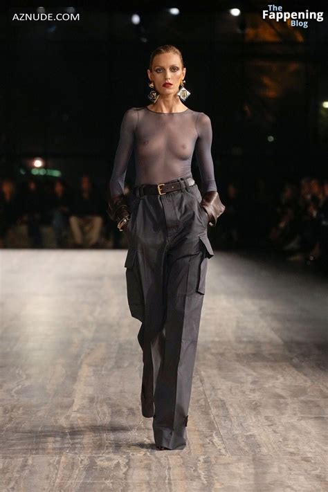 Title Anja Rubik Displays Her Sexy Tits At The Saint Laurent Fashion