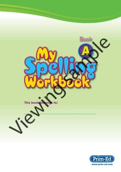Pr 2280uk My Spelling Workbook Book A