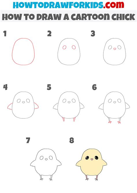 How To Draw A Cartoon Chick Easy Drawing Tutorial For Kids