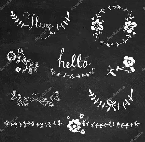 Chalkboard Graphic Flower Set — Stock Vector © Lechernina 35791837