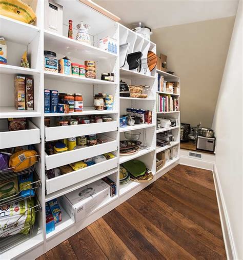 Under stairs storage cupboard shelving. Narrow Pantry with Pull-Out Pantry Shelves | Pantry shelving, Under stairs pantry, Pantry design