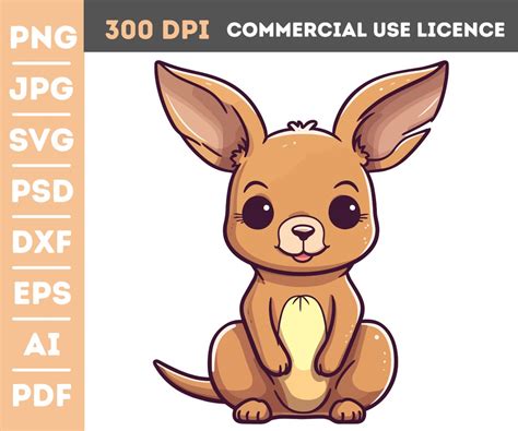 Kawaii Kangaroo Clipart In Format Png  Svg Pds Dxf Eps Ai Pdf