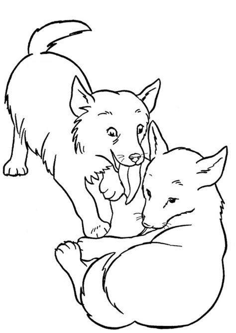 Popcorn coloring pages to download and print for free coloring. Two Dogs Playing with each other in 2020 | Dog coloring ...