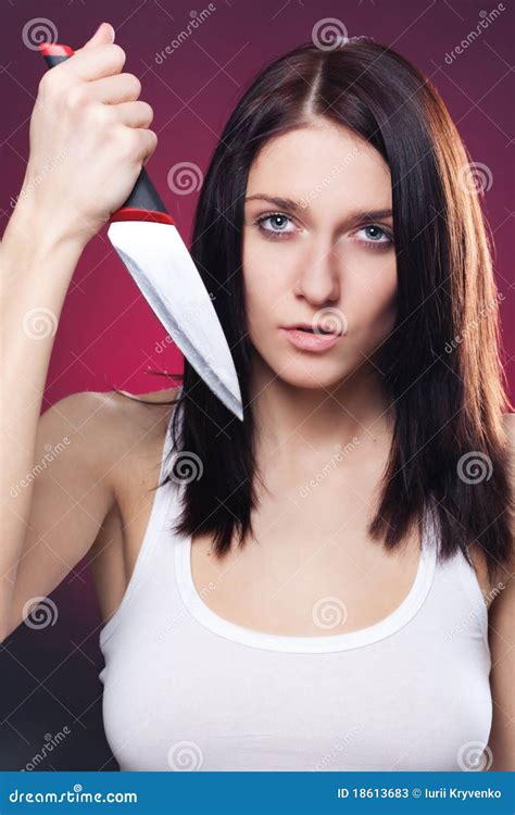 Woman With A Knife Stock Image Image Of Background Face 18613683