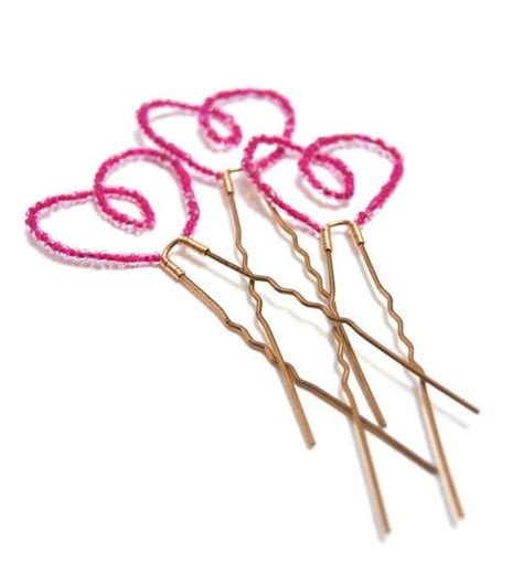 Items Similar To Valentines Love Hair Pins Pink Sweet Heart Hair