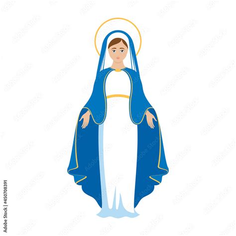Blessed Virgin Mary Icon Vector Assumption Of Mary Vector Illustration