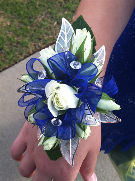 Blue And Silver Wrist Corsage Prom Flowers Corsage Corsage Prom
