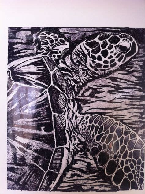 Drawing For A Sea Turtle Lino Print Renee S Art In Linocut