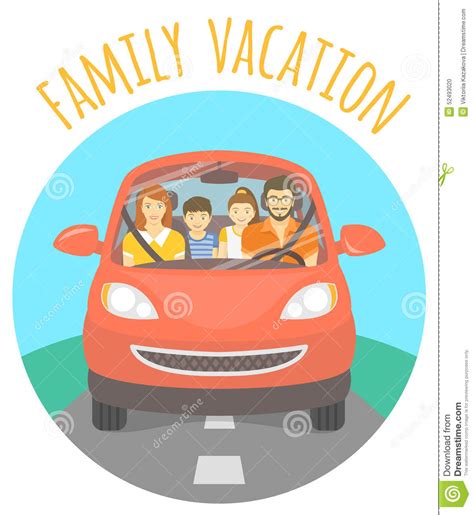 家庭度假旅行乘汽车 向量例证 插画 包括有 丈夫 标签 妈妈 休闲 乐趣 母亲 幸福 旅途 52493020