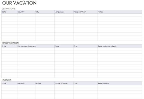 Blank Itinerary Templates Word Excel Samples