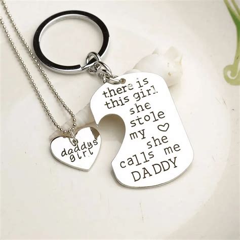 Hot Daddyandgirl Love Heart Necklace Keyring Set There Is This Girl She Stole My Heart She Calls