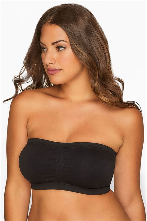 Black Seamless Padded Bandeau Bra Yours Clothing