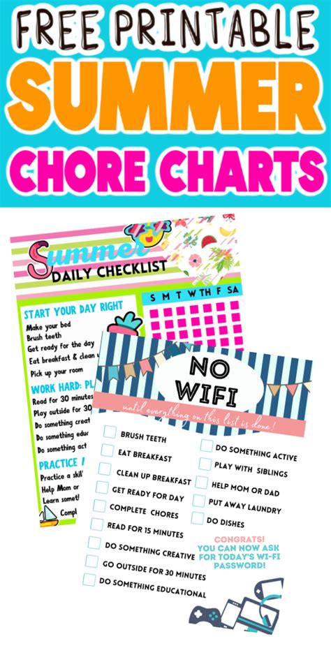 Summer Chores For Kids Ages 4 12 Free Printable Charts Images And