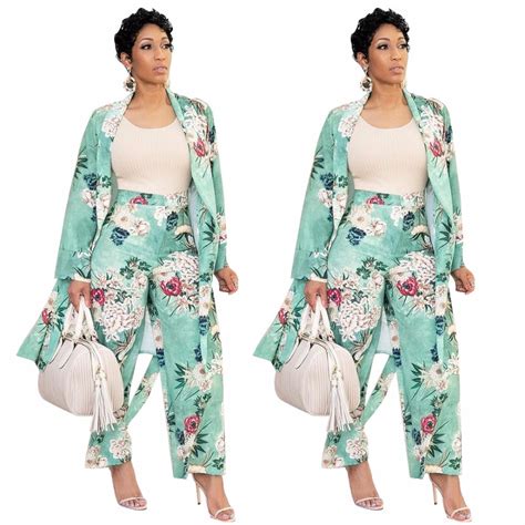 casual style two pieces women set floral print long sleeve matching suit 2 pieces streetwear