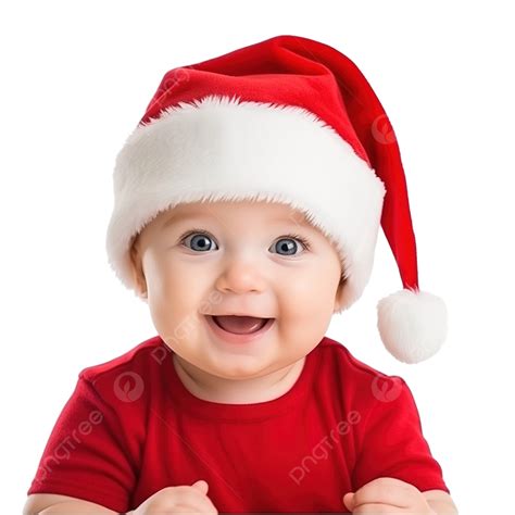 Cute Baby With Santa Hat Playing With Christmas Decoration Happy Baby