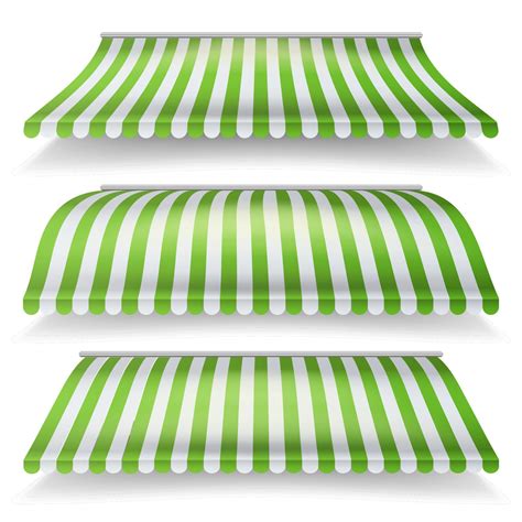 Striped Awnings Vector Set Large Striped Awnings For Shop And Market