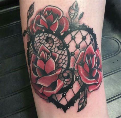 Beautiful Lace Heart And Roses Tattoo On My Right Lower Leg Rose Tattoos Geometric Tattoo