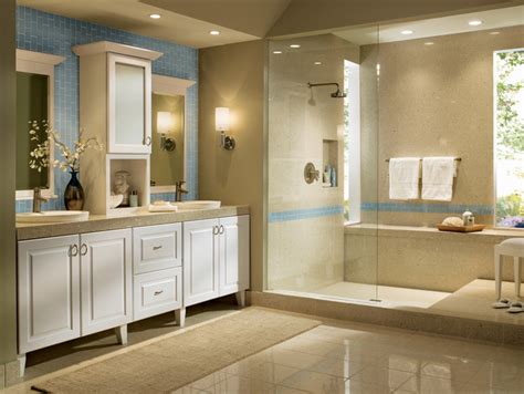 Outdated, cramped or oddly outfitted bathrooms the wood trim around the white cabinets also adds texture and depth to the area. Bathroom Ideas | Bathroom Design | Bathroom Vanities