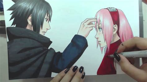 Speed Drawing Uchiha Sasuke And Haruno Sakura Naruto Valentines