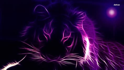 Glowing Tiger Outline Hd Wallpaper Purple Wallpaper Purple
