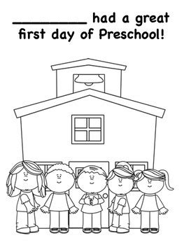 Use this free printable to help children celebrate the first day back to school. First Day of Preschool Coloring Pages by Miss P's PreK ...