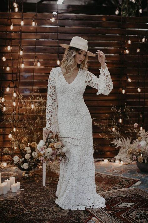 Racquel Bell Sleeve Lace Maxi Dress Wedding Dresses Hippie Bohemian
