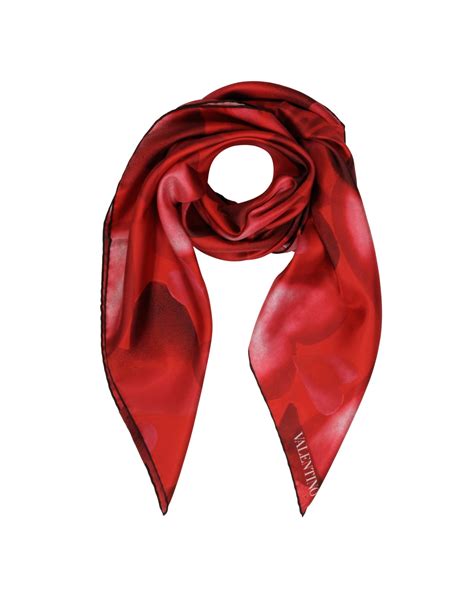 Lyst Valentino Red Camuamour Print Silk Square Scarf In Red