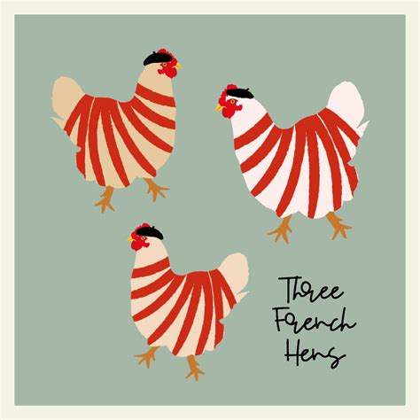 Three French Hens Christmas Card Boomf