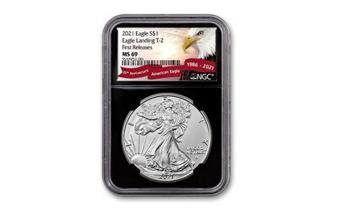 2021 1 1 Oz Silver Eagle Type 2 Ngc Ms69 Fr Wblack Core And Eagle Label