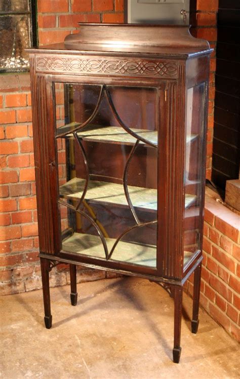 Our New Edwardian Glass And Wood Display Case With Brocade Shelf Lining アンティーク家具 家具 アンティーク