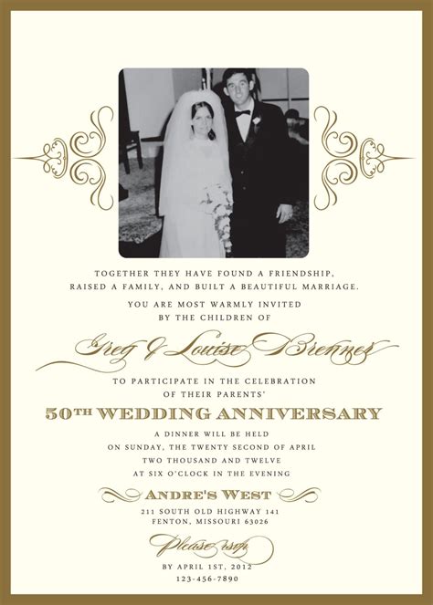 wedding anniversary invitations templates