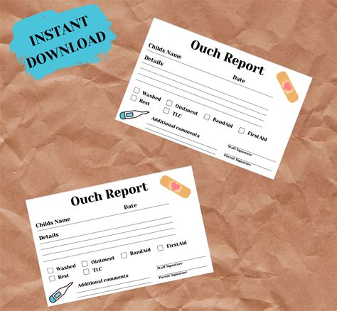 Ouch Report Printable Daycare Pdf Child Incident Sheet Etsy