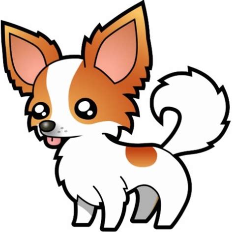 Cartoon Chihuahua Red Parti Long Coat Chihuahua Drawing Dog