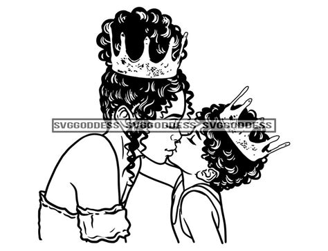 Mom And Daughter Kiss Queen Princess Crown Together Etsy