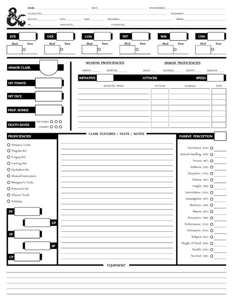 Dnd 5th Edition Character Sheet Pdf