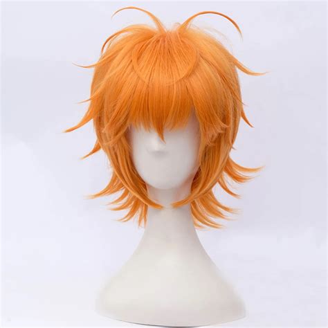 Anime Hair 12 Short Wavy Orange Unisex Party Basic Cosplay Wig Heat