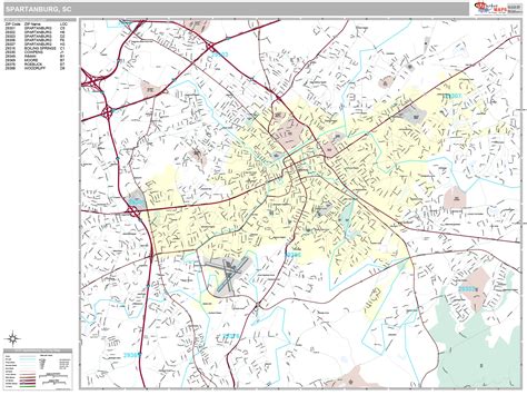 Spartanburg South Carolina Wall Map Premium Style By Marketmaps